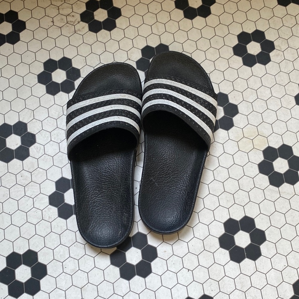 Adidas Black and White Slides